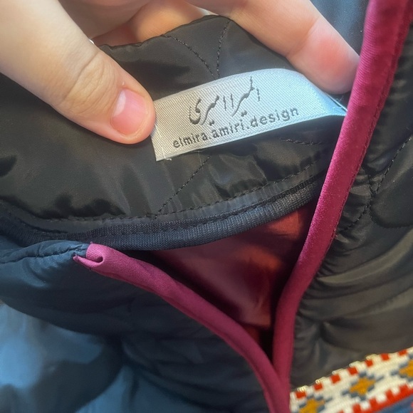 Hand Embroidered with Wool Thread Cotton Puffer Longline Vest Size M - Picture 7 of 7